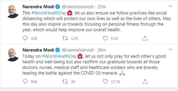 world health day pm narendra modi tweet 